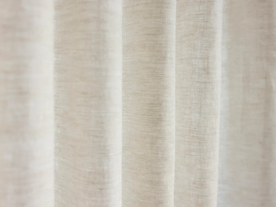 100% Linen Lined Natural Pencil Pleat Curtains - Image 3